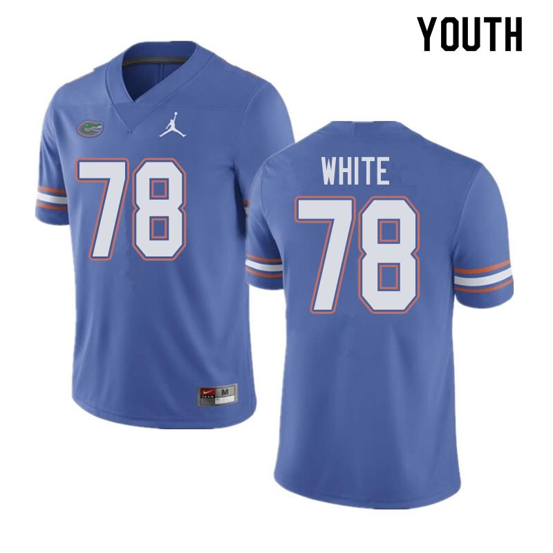 NCAA Florida Gators Ethan White Youth #78 Jordan Brand Blue Stitched Authentic College Football Jersey FKV6364OE